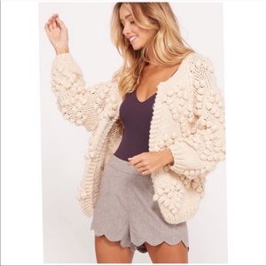 Wishlist Chunky Pink Heart Pom Pom Cardigan L